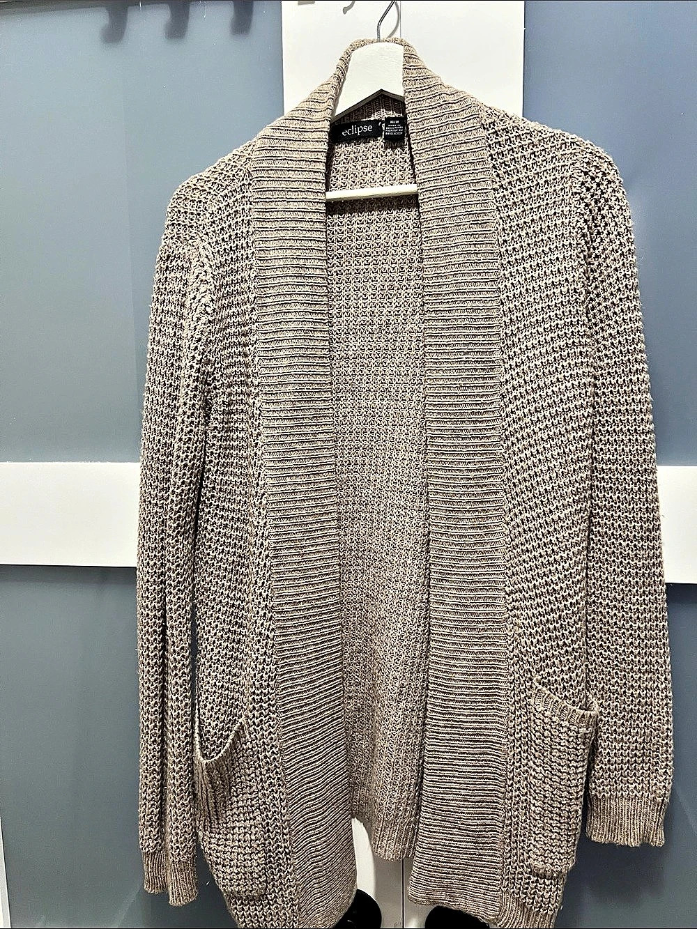 Eclipse Open Front Cardigan in Brown Size Medium Like New